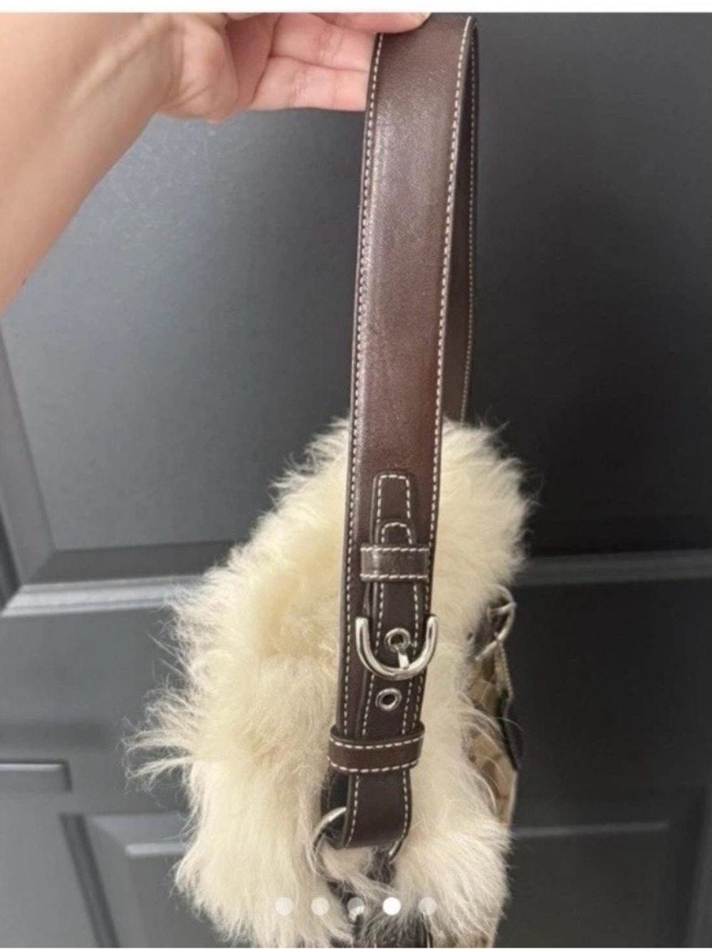 Coach Brown Signature Crossbody with Cream Shearling Trim - Picture 5 of 5